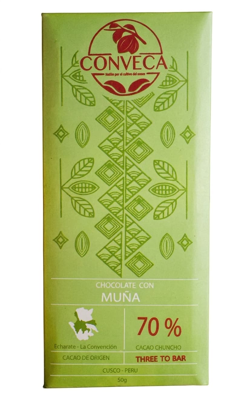 Muña 70% 70% dark bar packaging by Conveca