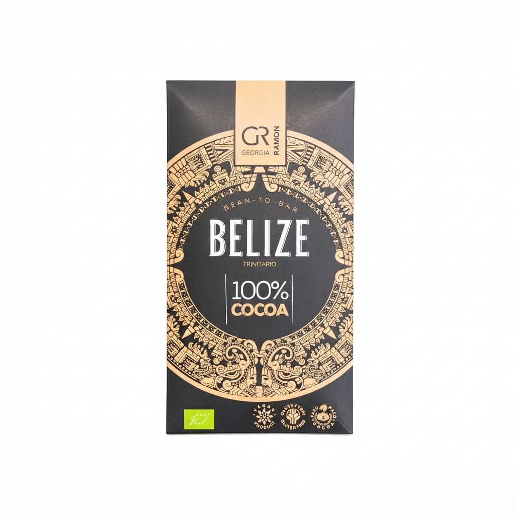 Belize 100% 100% dark bar packaging by Georgia Ramon