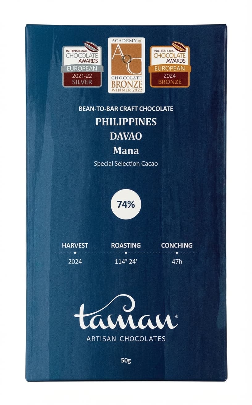 Philippines Davao Mana 74% 74% dark bar packaging by Taman