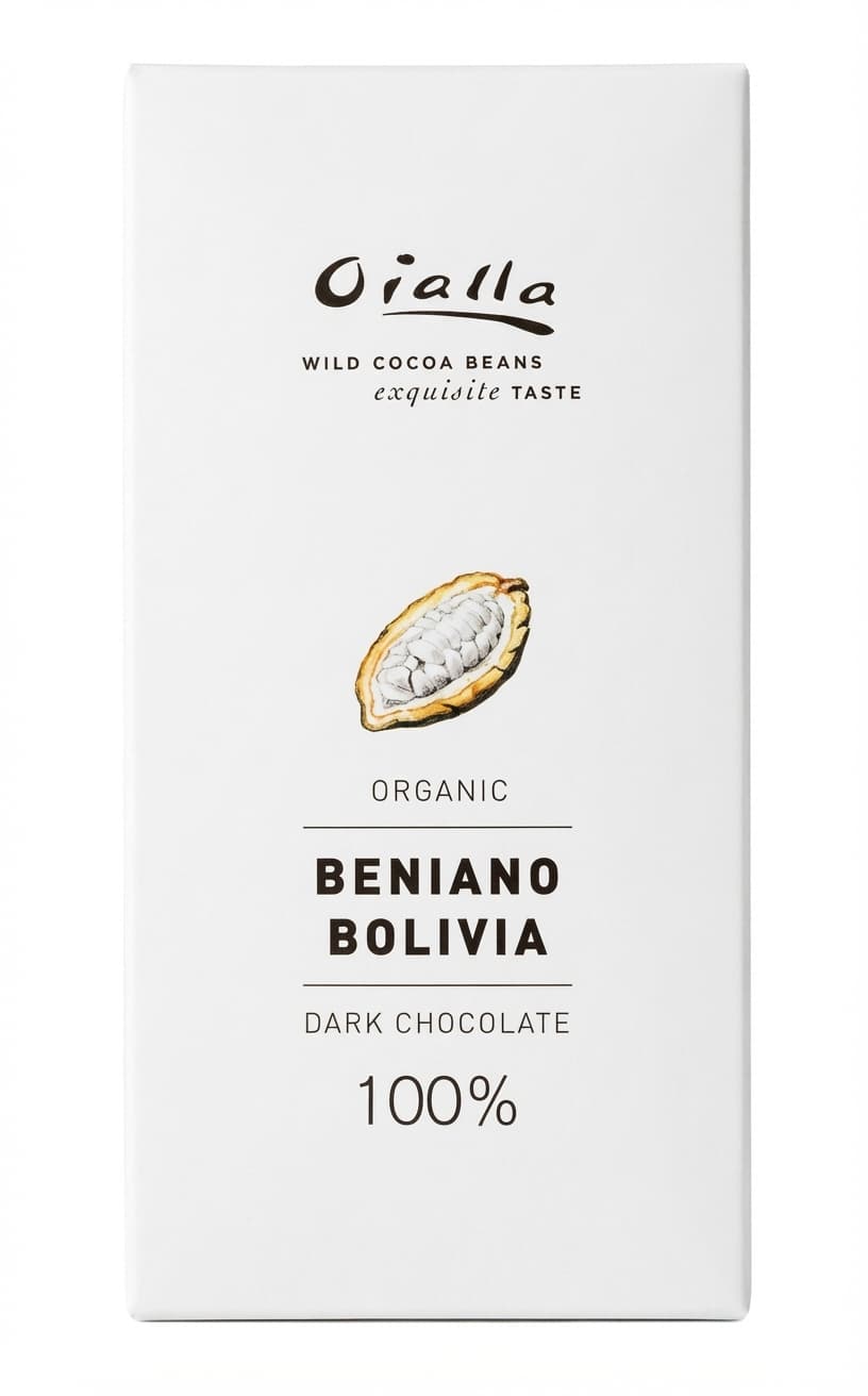 Beniano Bolivia 100% 100% dark bar packaging by Oialla