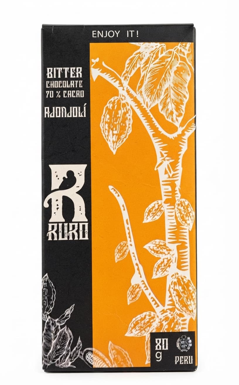 Ajonjolí 70% 70% dark bar packaging by Ruro Chocolate