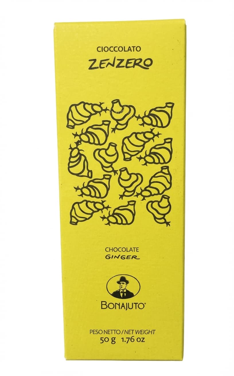 Ginger 65% dark bar packaging by Bonajuto