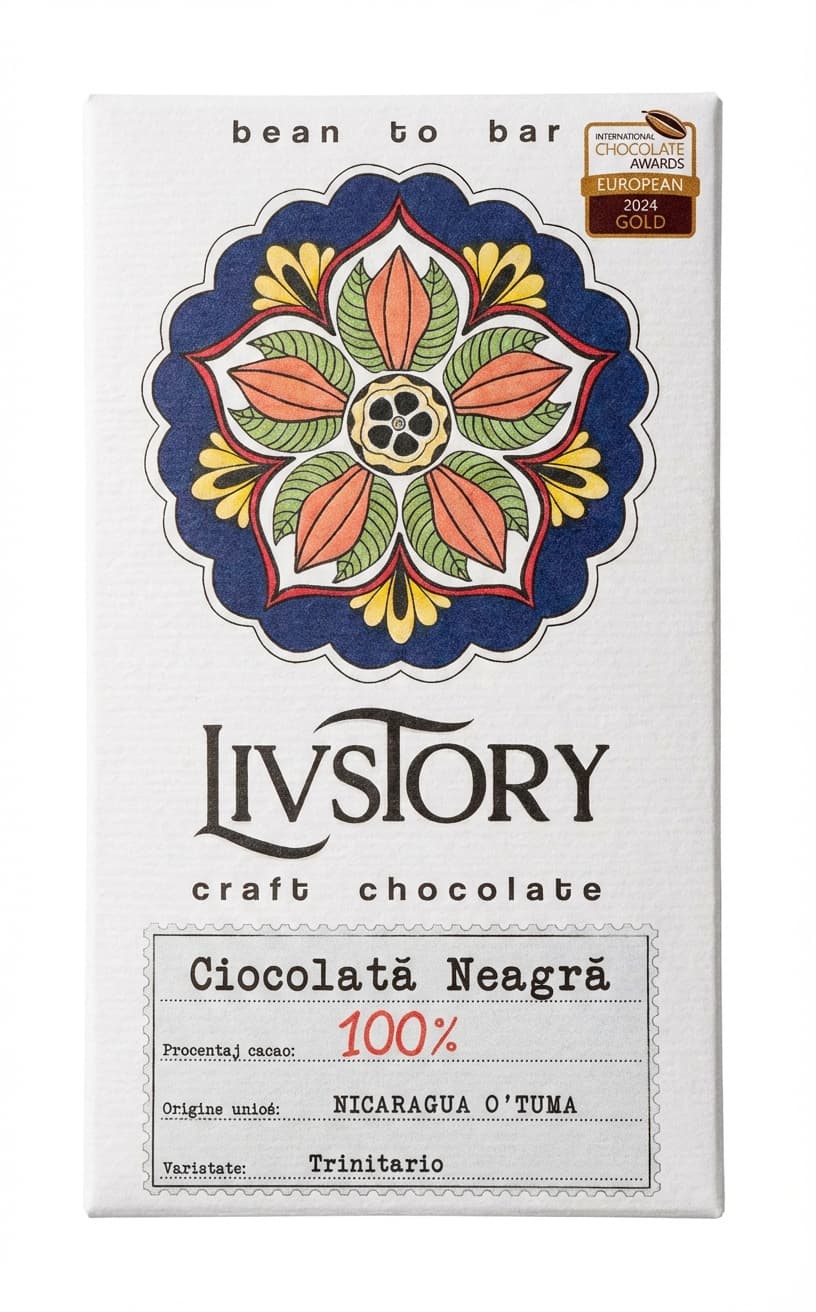 Nicaragua O'Tuma 100% 100% dark bar packaging by Livstory
