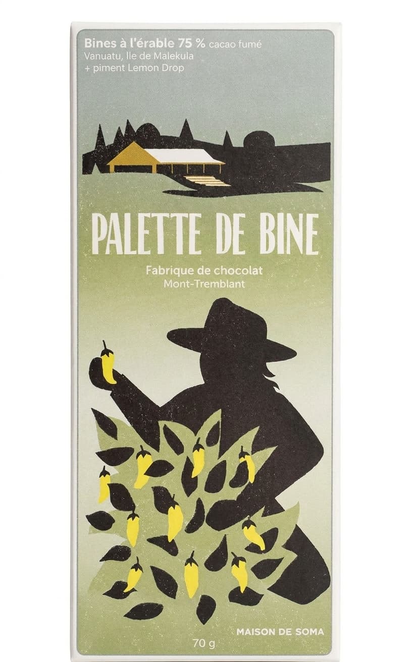 Bines à l'érable 75% 75% dark bar packaging by Palette de Bine