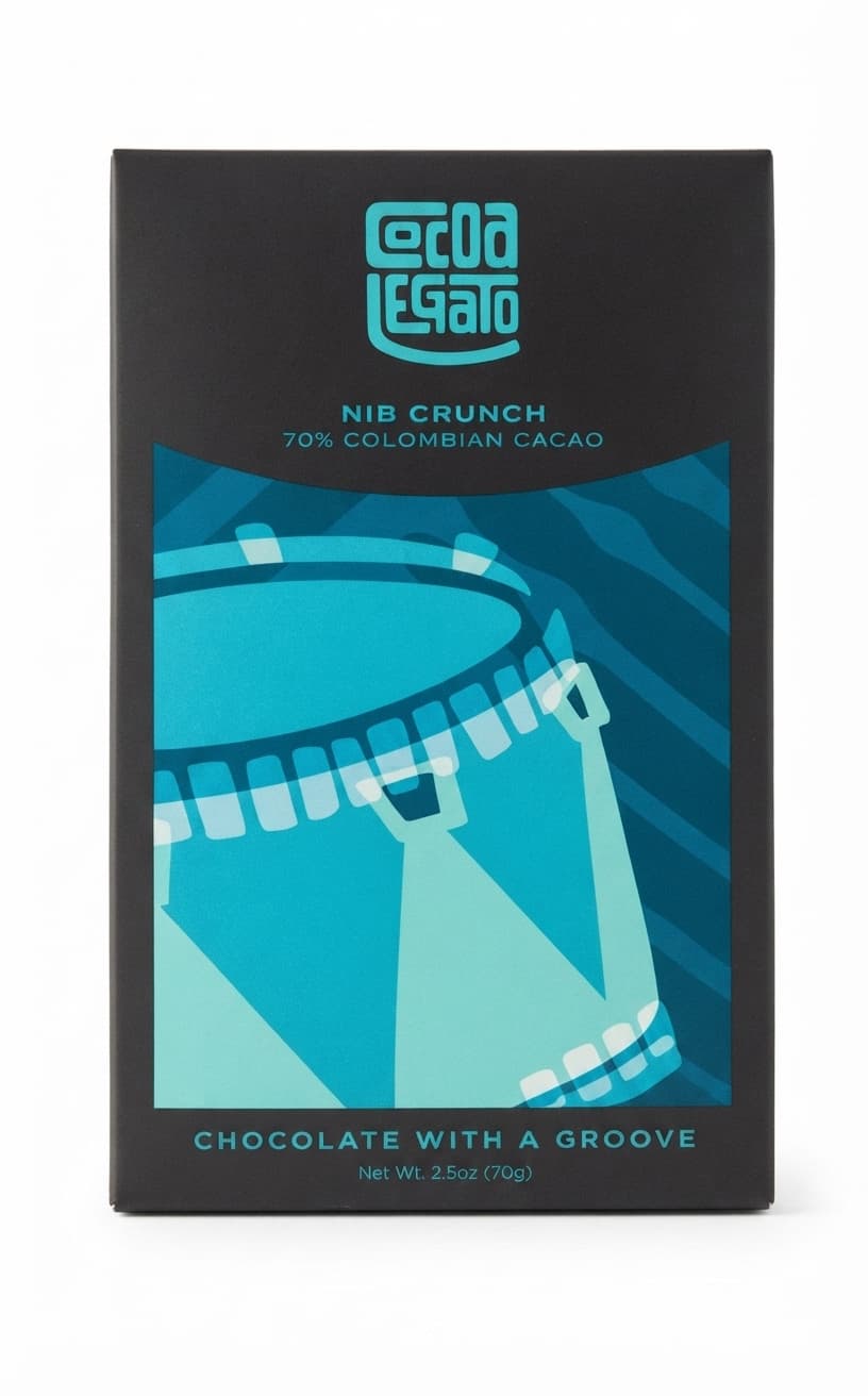 Nib Crunch 70% 70% dark bar packaging by Cocoa Legato
