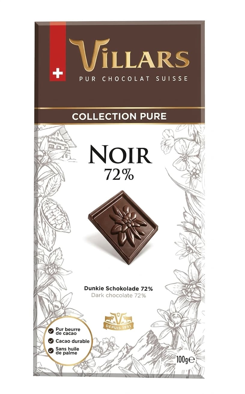 Noir 72% 72% dark bar packaging by Villars