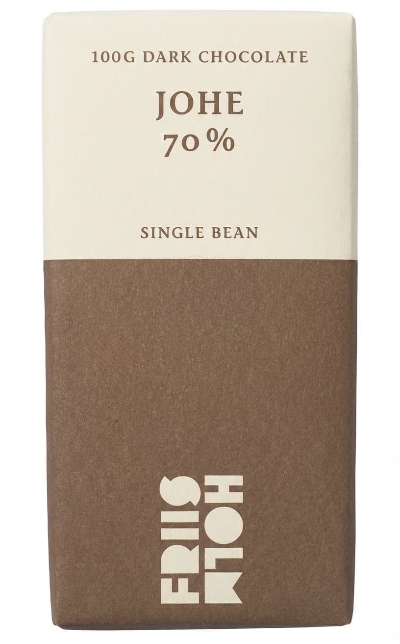Johe 70% 70% dark bar packaging by Friis Holm