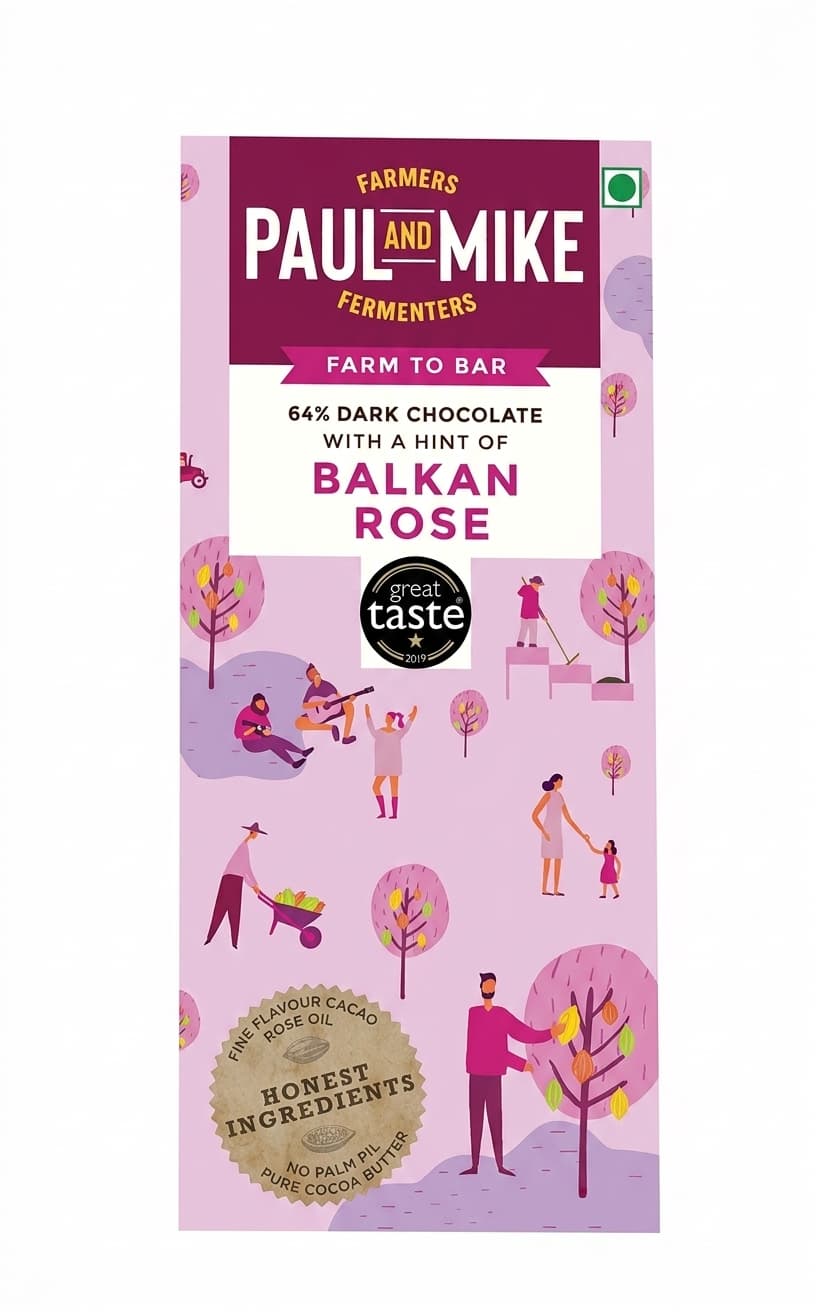 Balkan Rose 64% 64% dark bar packaging by Paul and Mike