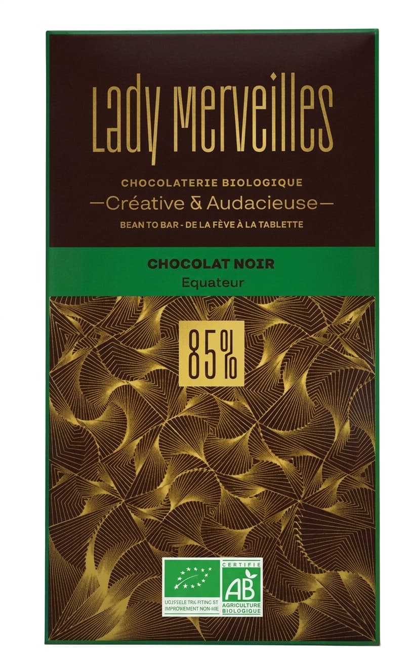 Equateur 85% 85% dark bar packaging by Lady Merveilles