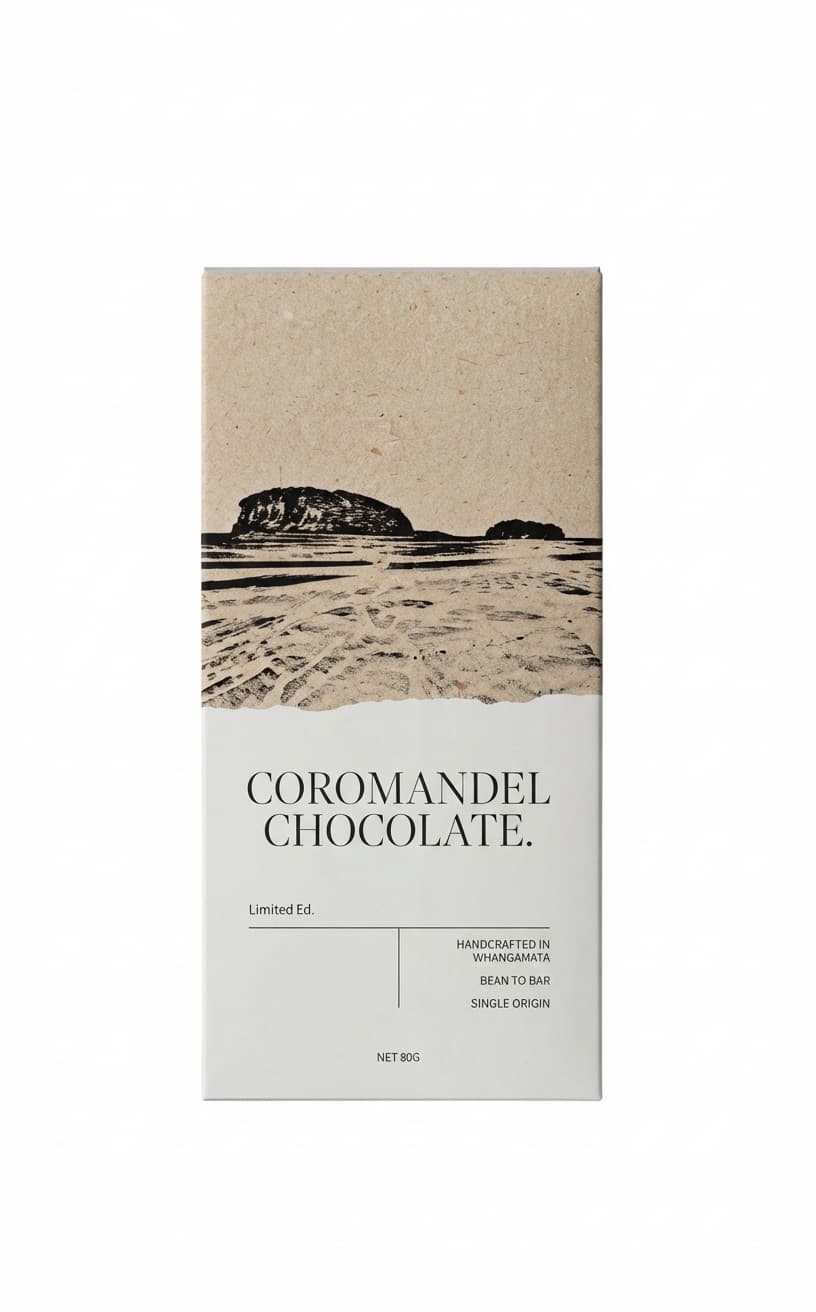 Caramelised White null% white bar packaging by Coromandel Chocolate