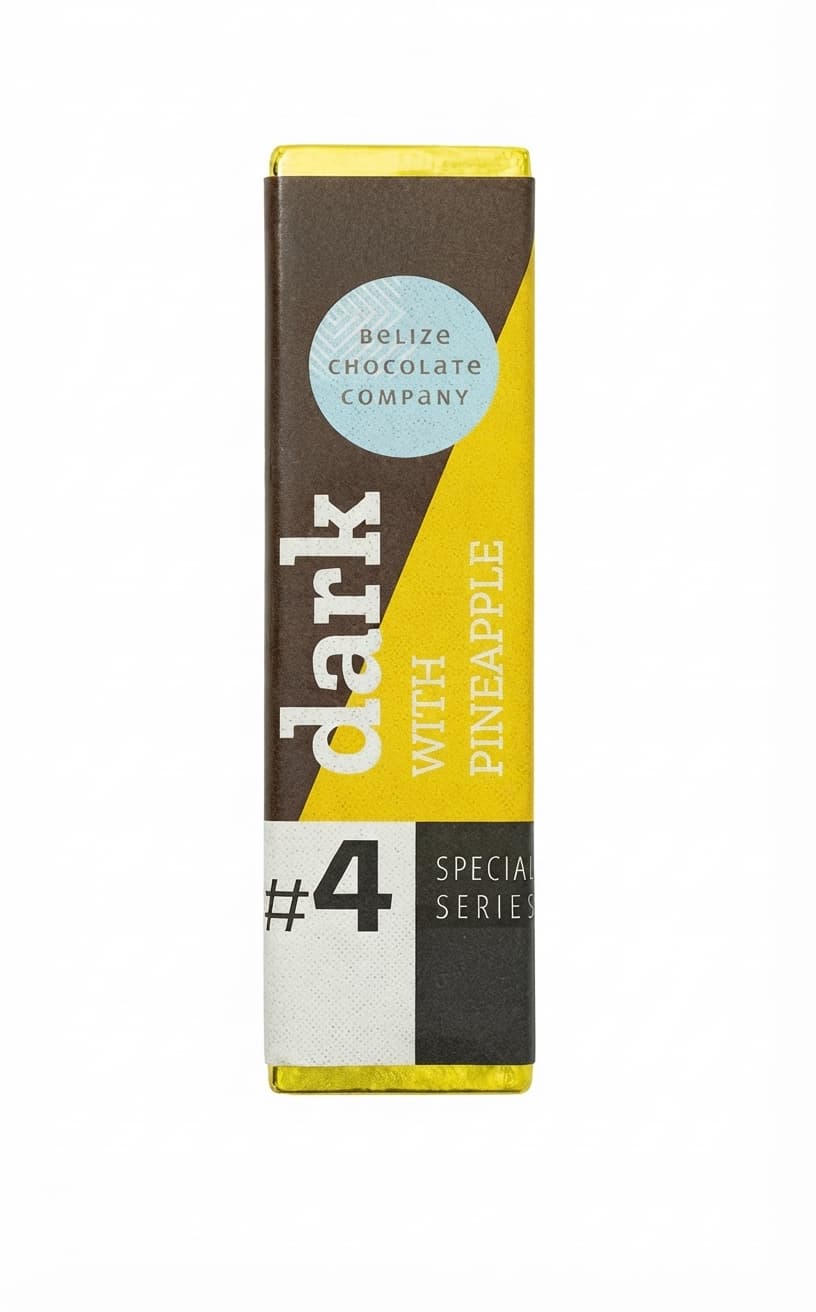 Pineapple 70% 70% dark bar packaging by Belize Chocolate Company