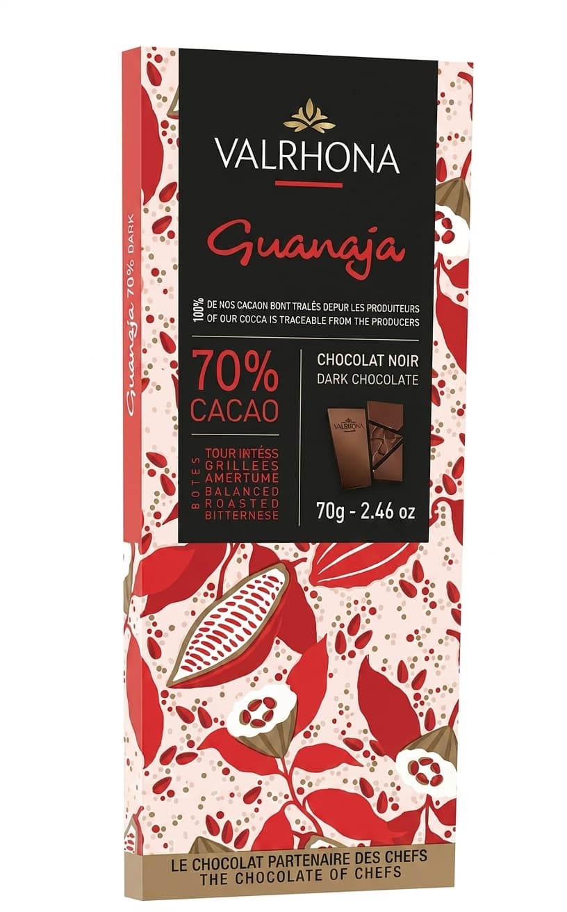 Guanaja 70% Cacao 70% dark bar packaging by Valrhona