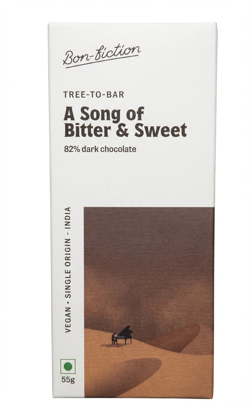 A Song of Bitter & Sweet 82% dark bar packaging by Bon-Fiction