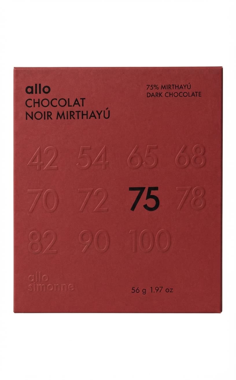 Mirthayú Huila Colombia 75% 75% dark bar packaging by Allo Simonne