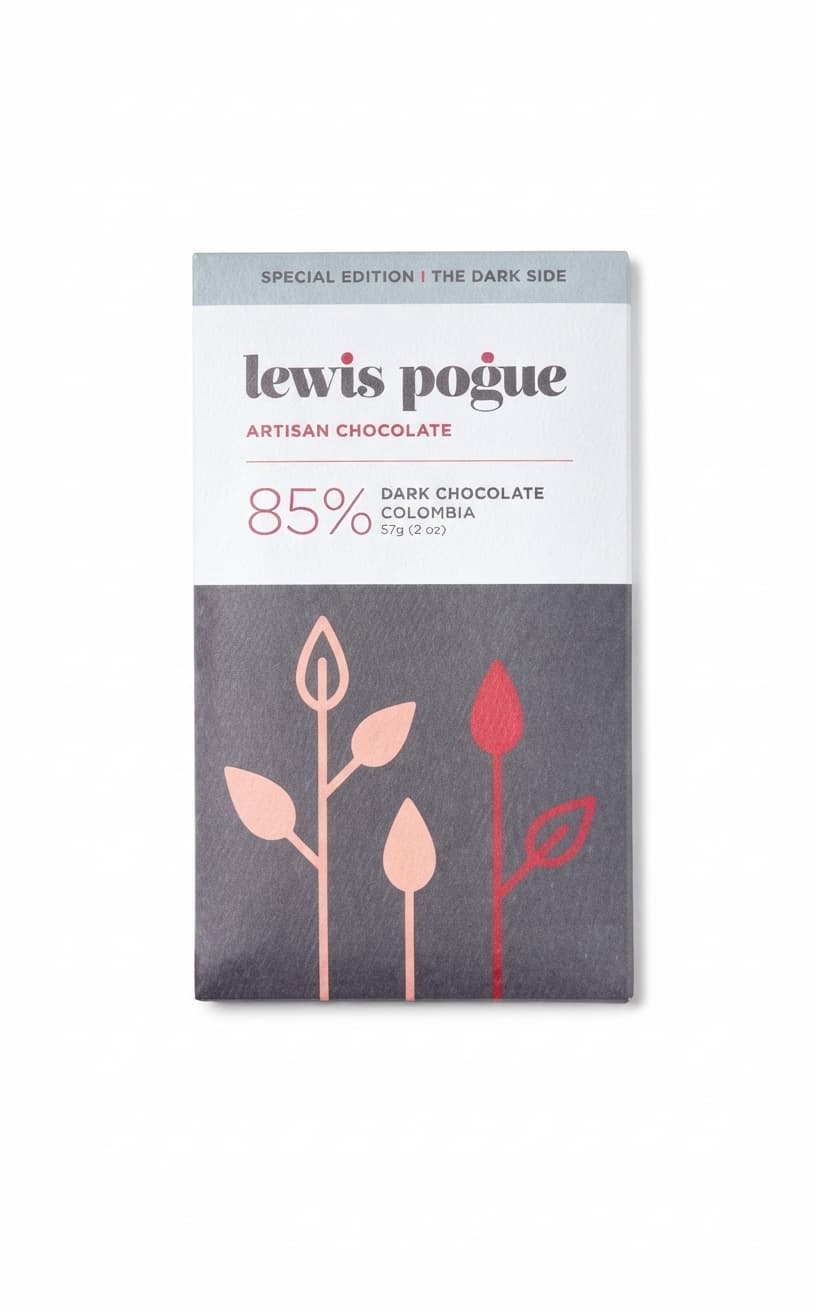 The Dark Side Colombia 85% 85% dark bar packaging by Lewis Pogue Artisan Chocolate