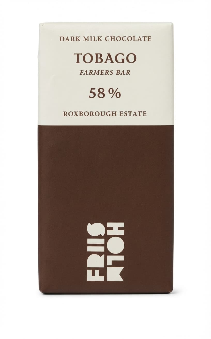 Tobago 58% 58% milk bar packaging by Friis Holm