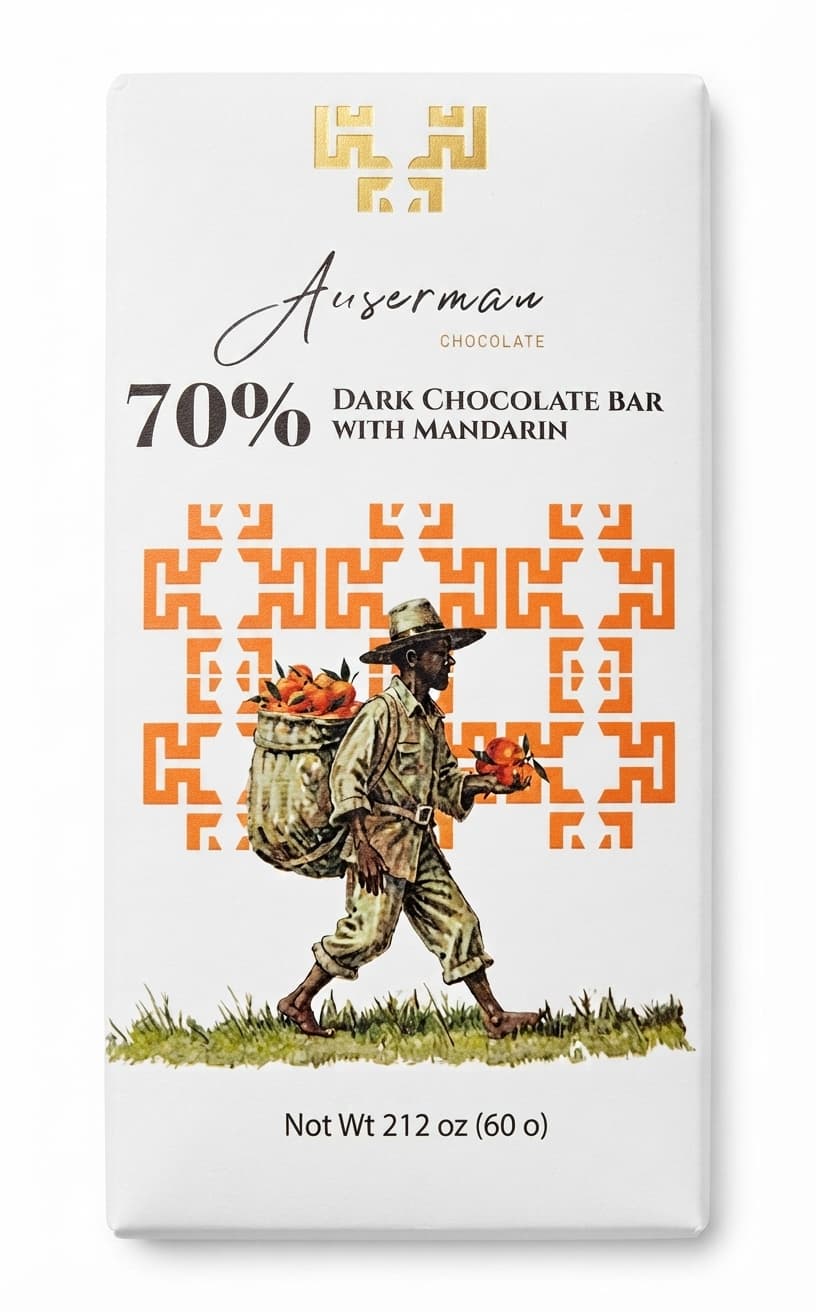 Mandarin 70% 70% dark bar packaging by Auserman