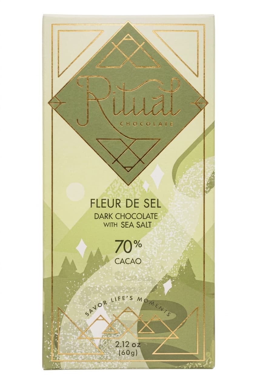 Fleur de Sel 70% 70% dark bar packaging by Ritual