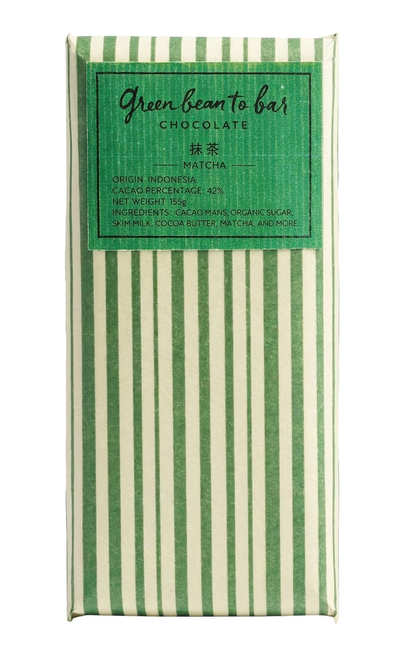 Matcha null% milk bar packaging by Green Bean to Bar Chocolate