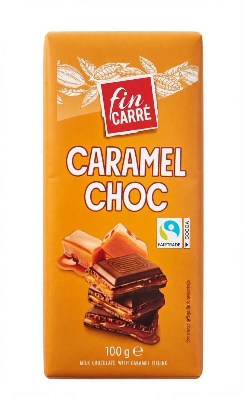 Caramel Choc milk bar packaging by Fin Carré