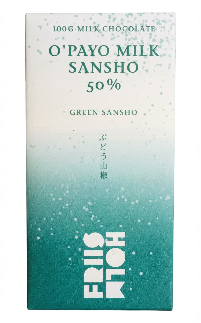 O'Payo Milk Sansho 50% 50% milk bar packaging by Friis Holm