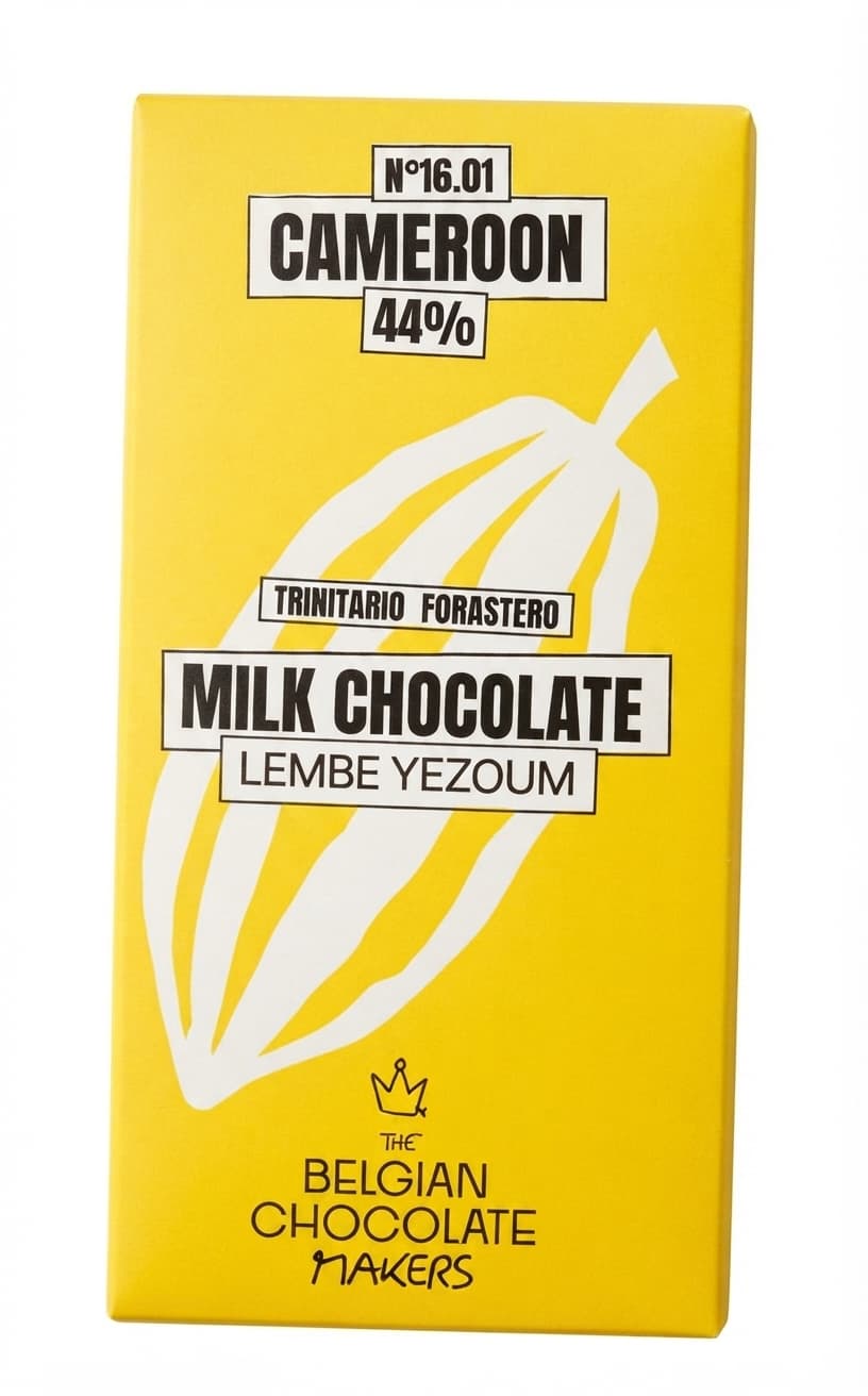 Cameroon 44% 44% milk bar packaging by The Belgian Chocolate Makers