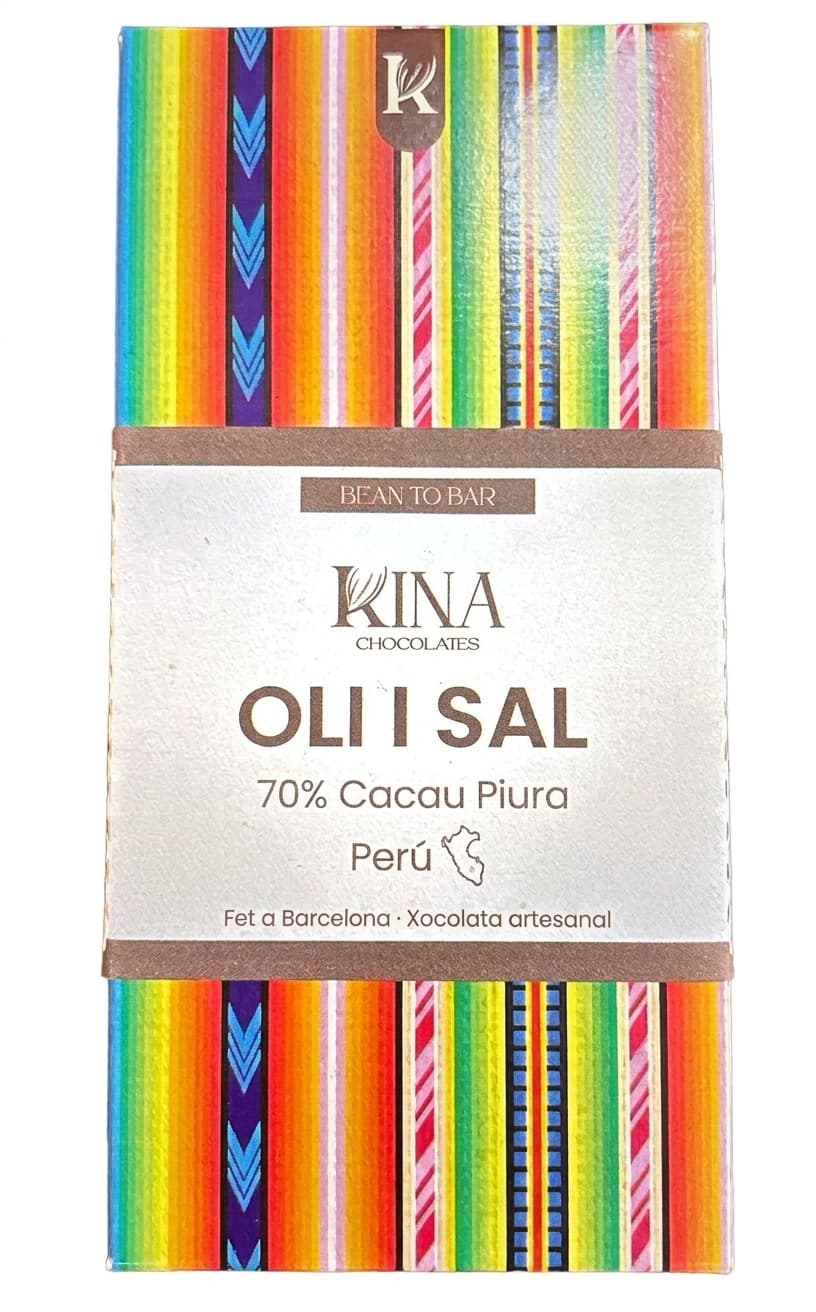 Oli i Sal 70% dark bar packaging by Kina Chocolates