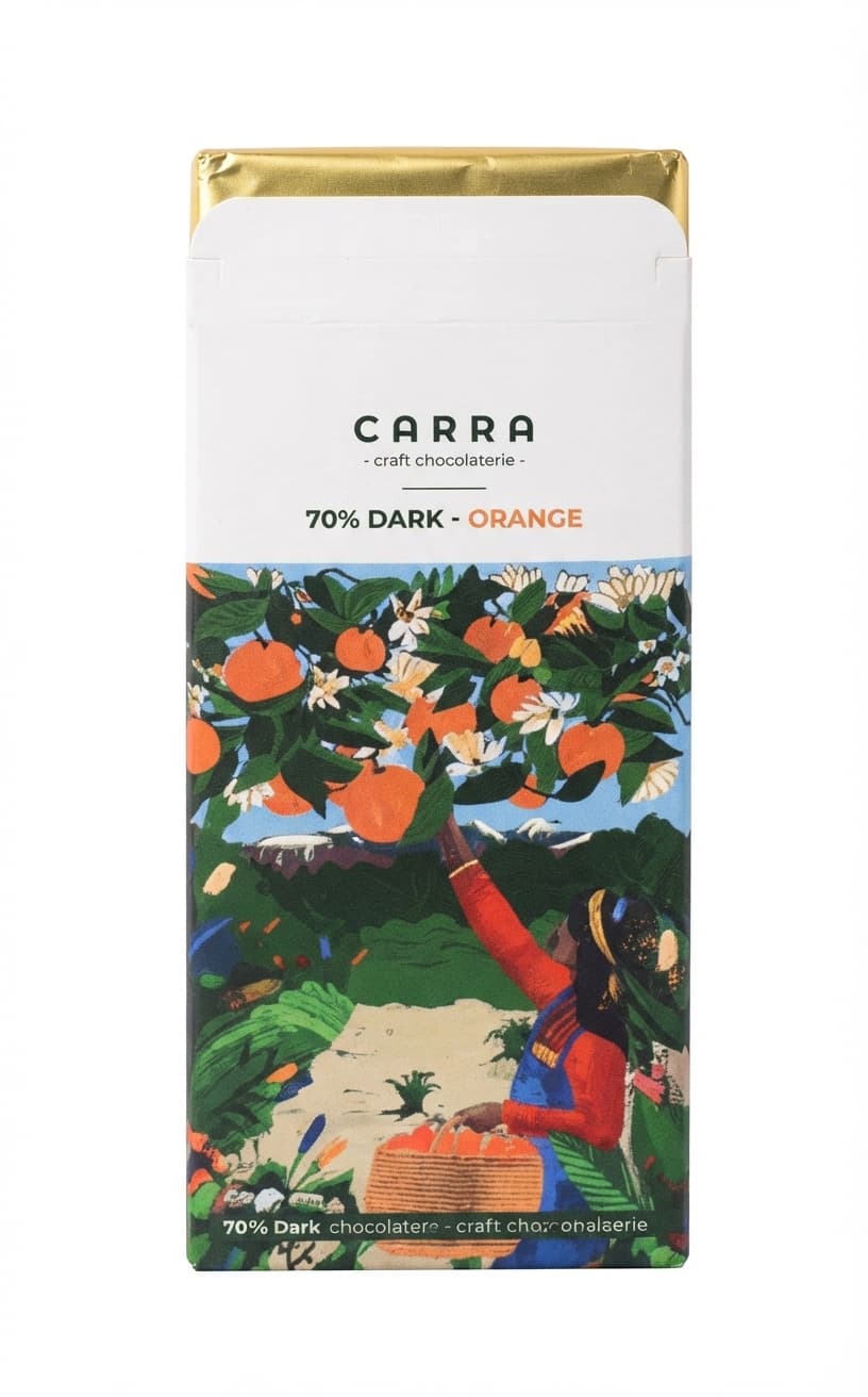 Orange 70% 70% dark bar packaging by Carra