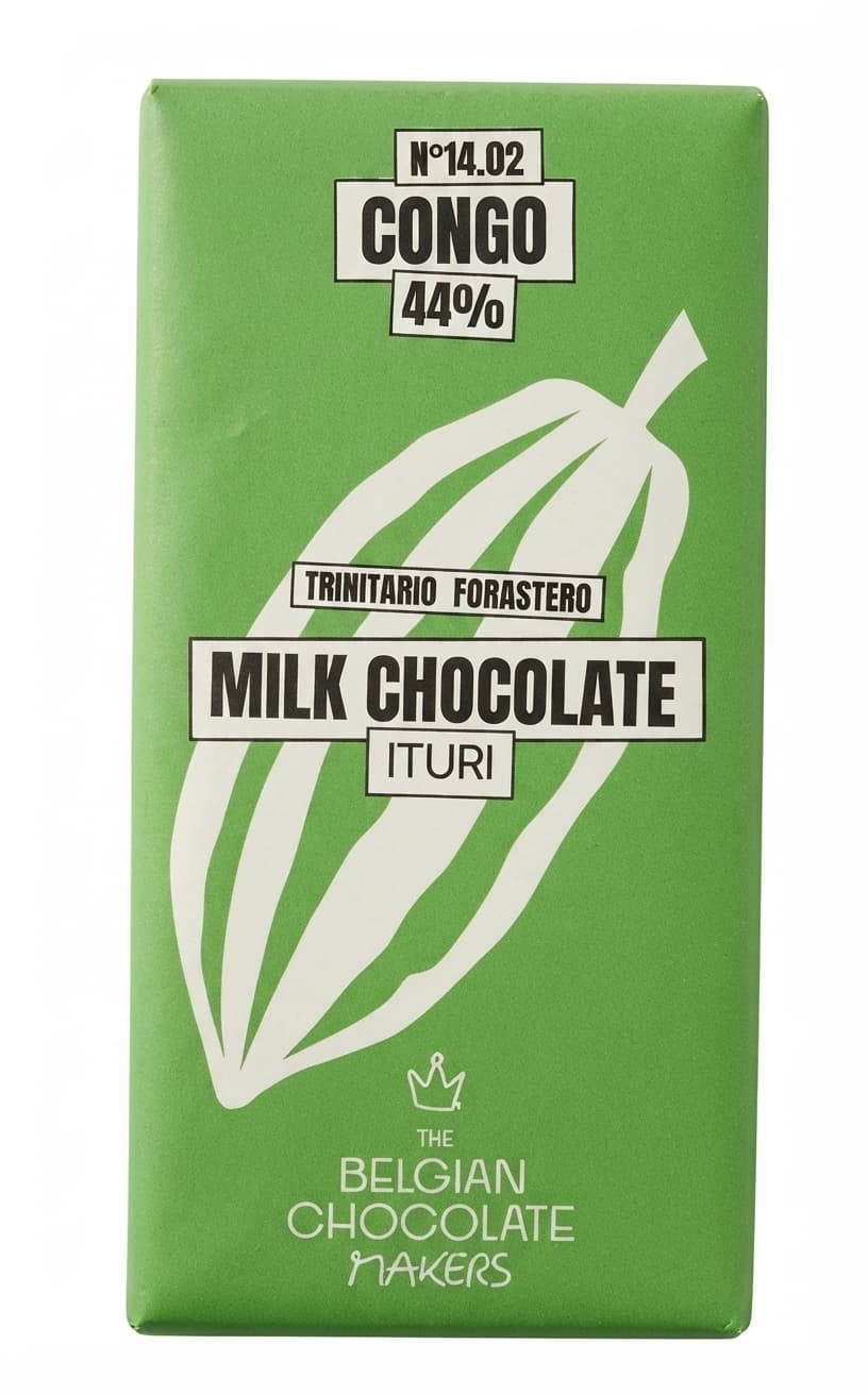 Congo 44% 44% milk bar packaging by The Belgian Chocolate Makers