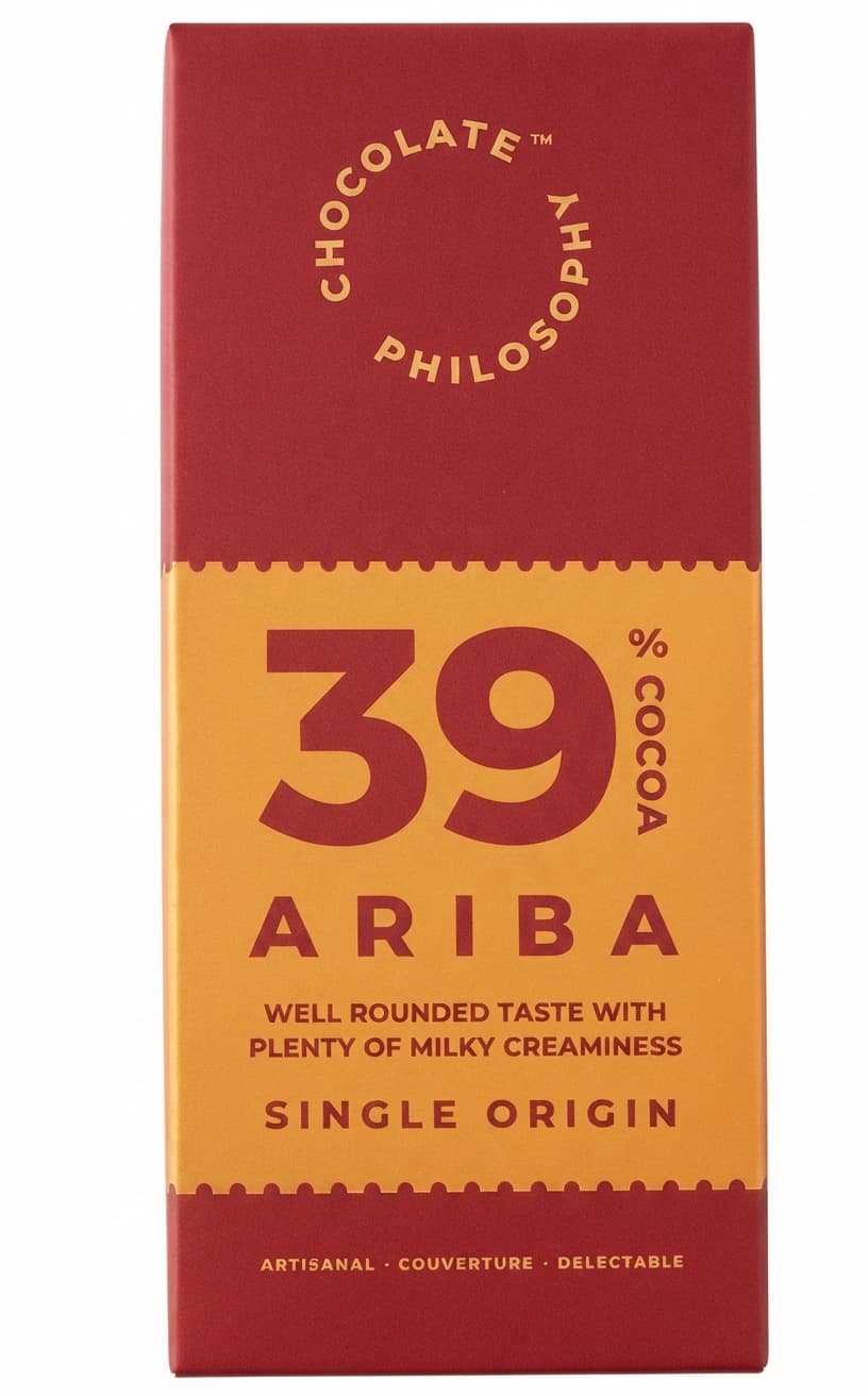Ariba 39% 39% milk bar packaging by Chocolate Philosophy