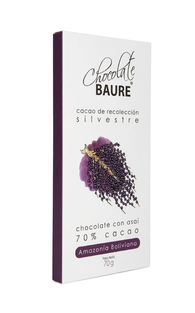 70% Asaí 70% dark bar packaging by Chocolate Baure