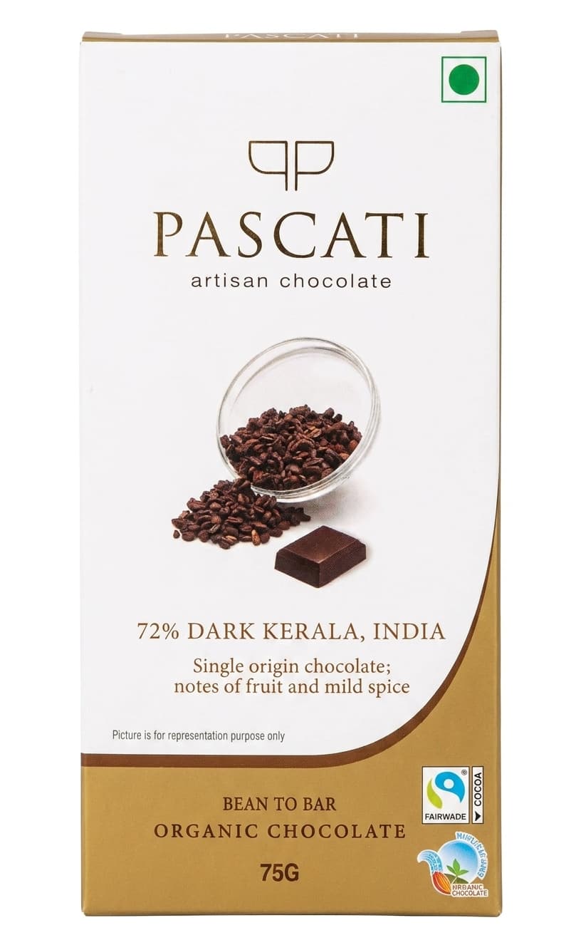 Kerala 72% 72% dark bar packaging by Pascati