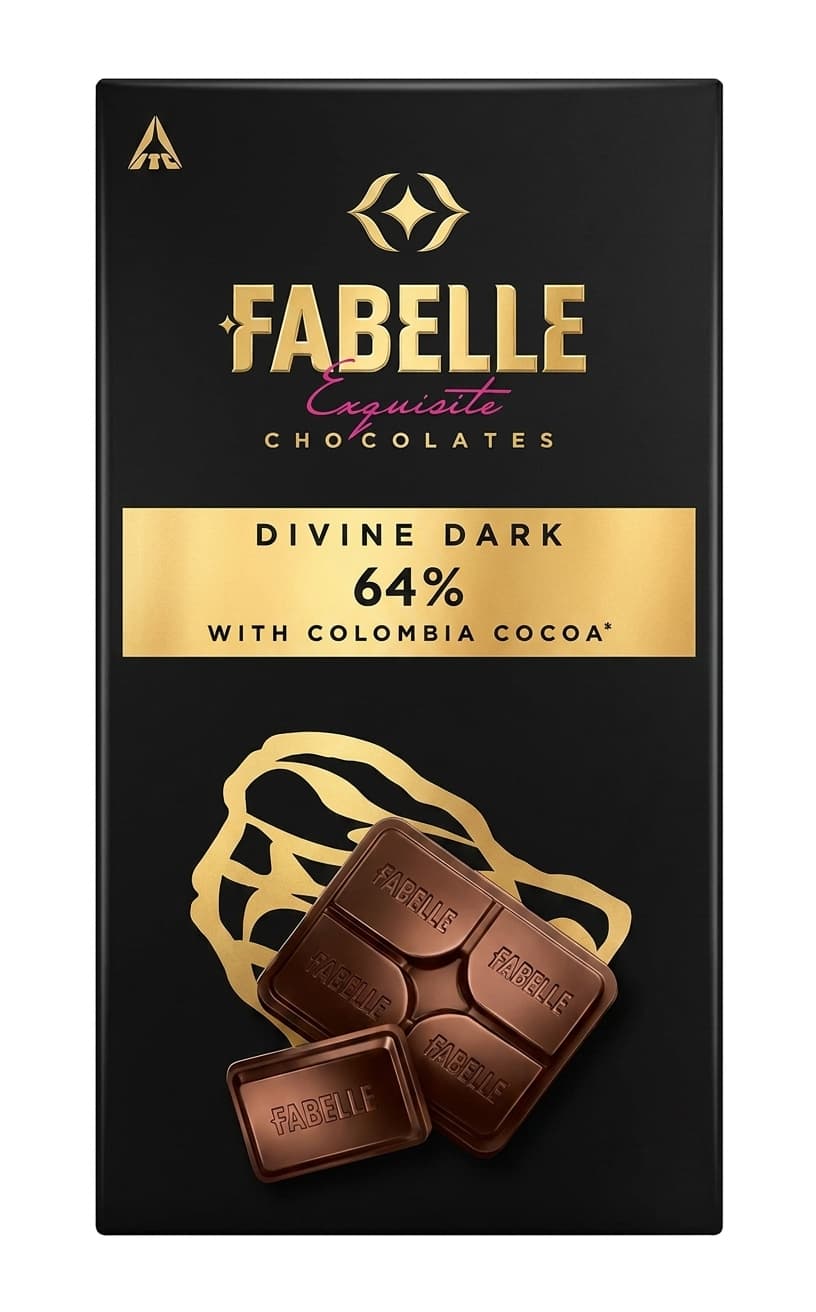 Divine Dark 64% 64% dark bar packaging by Fabelle