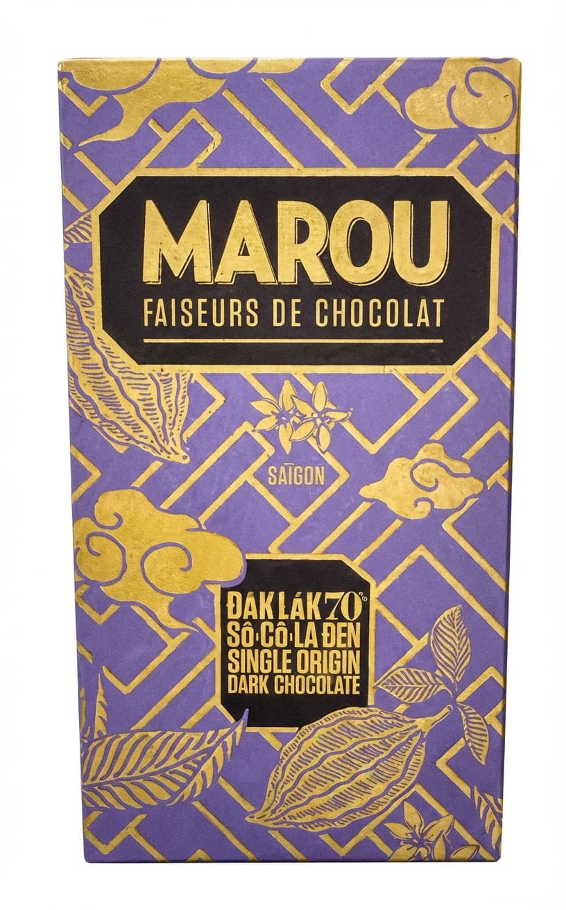 Dak Lak 70% 70% dark bar packaging by Marou Chocolate