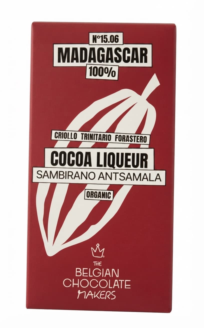 Madagascar 100% 100% dark bar packaging by The Belgian Chocolate Makers