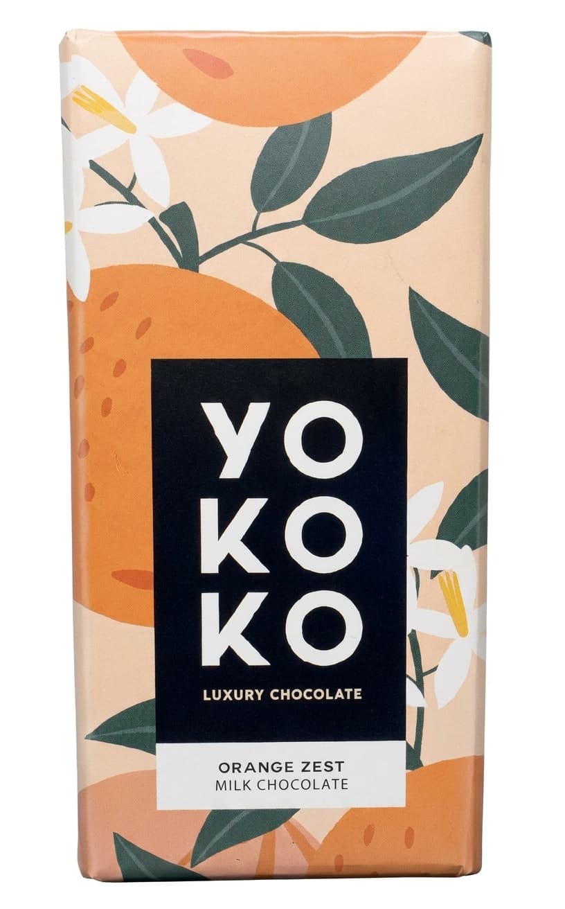 Orange Zest Milk Chocolate 43% milk bar packaging by YOKOKO
