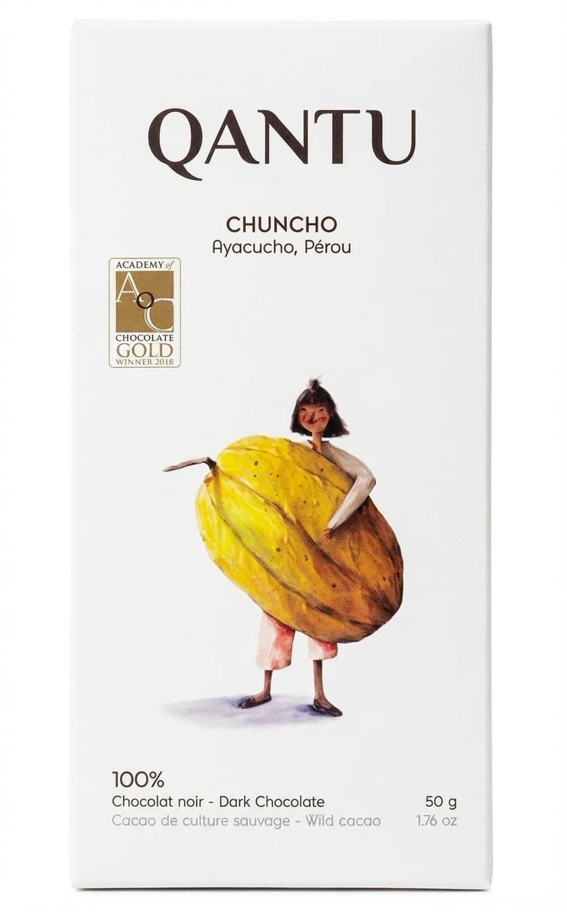 Chuncho 100% dark bar packaging by Qantu