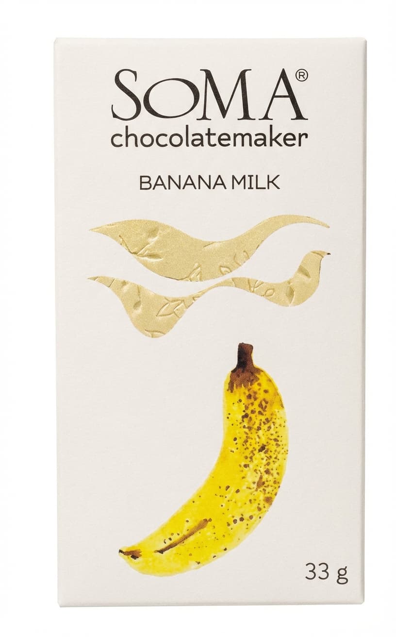Banana Milk null% white bar packaging by SOMA