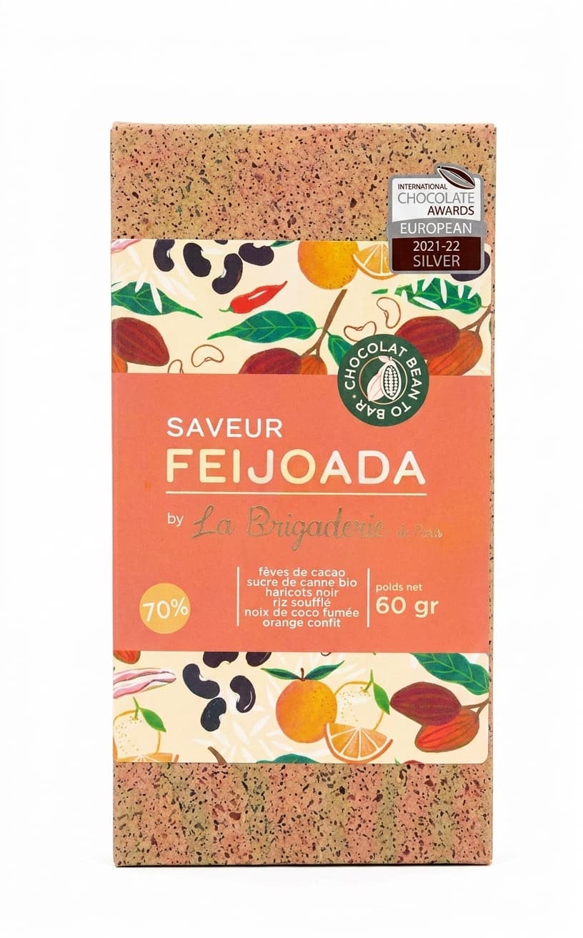 Saveur Feijoada 70% 70% dark bar packaging by La Brigaderie