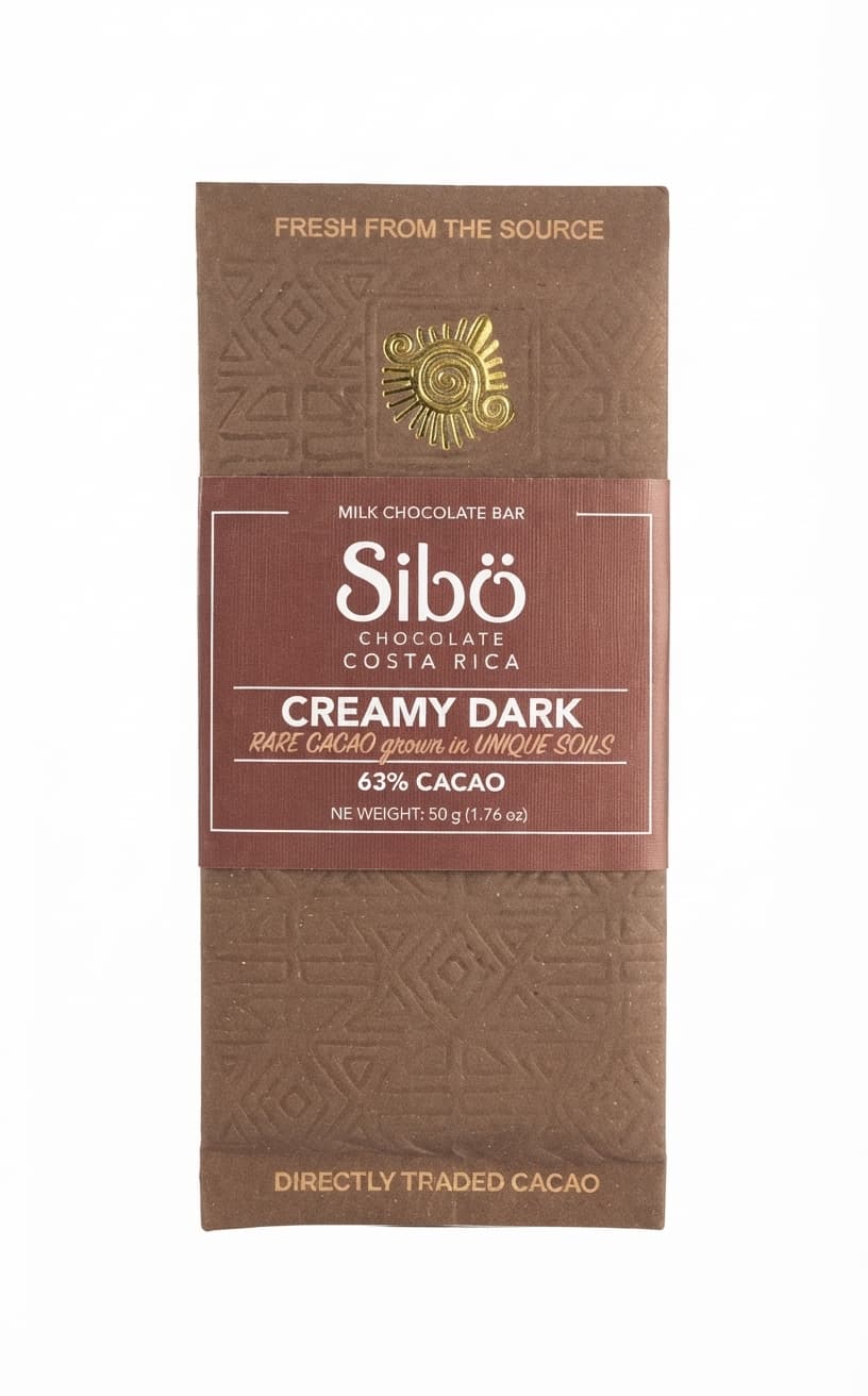 Creamy Dark 63% 63% milk bar packaging by Sibö Chocolate