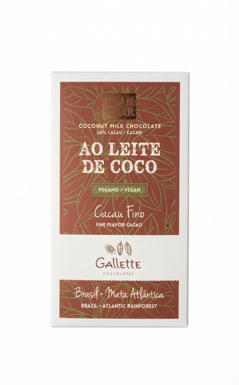 Coconut Milk 50% 50% milk bar packaging by Gallette Chocolates