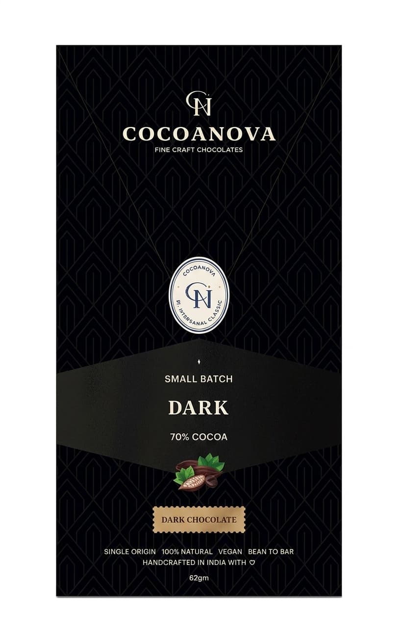 Idukki Dark 70% 70% dark bar packaging by Cocoanova
