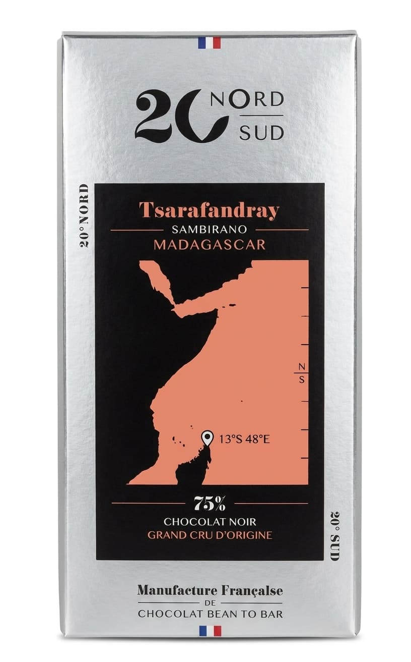 Tsarafandray 75% 75% dark bar packaging by 20nord20sud