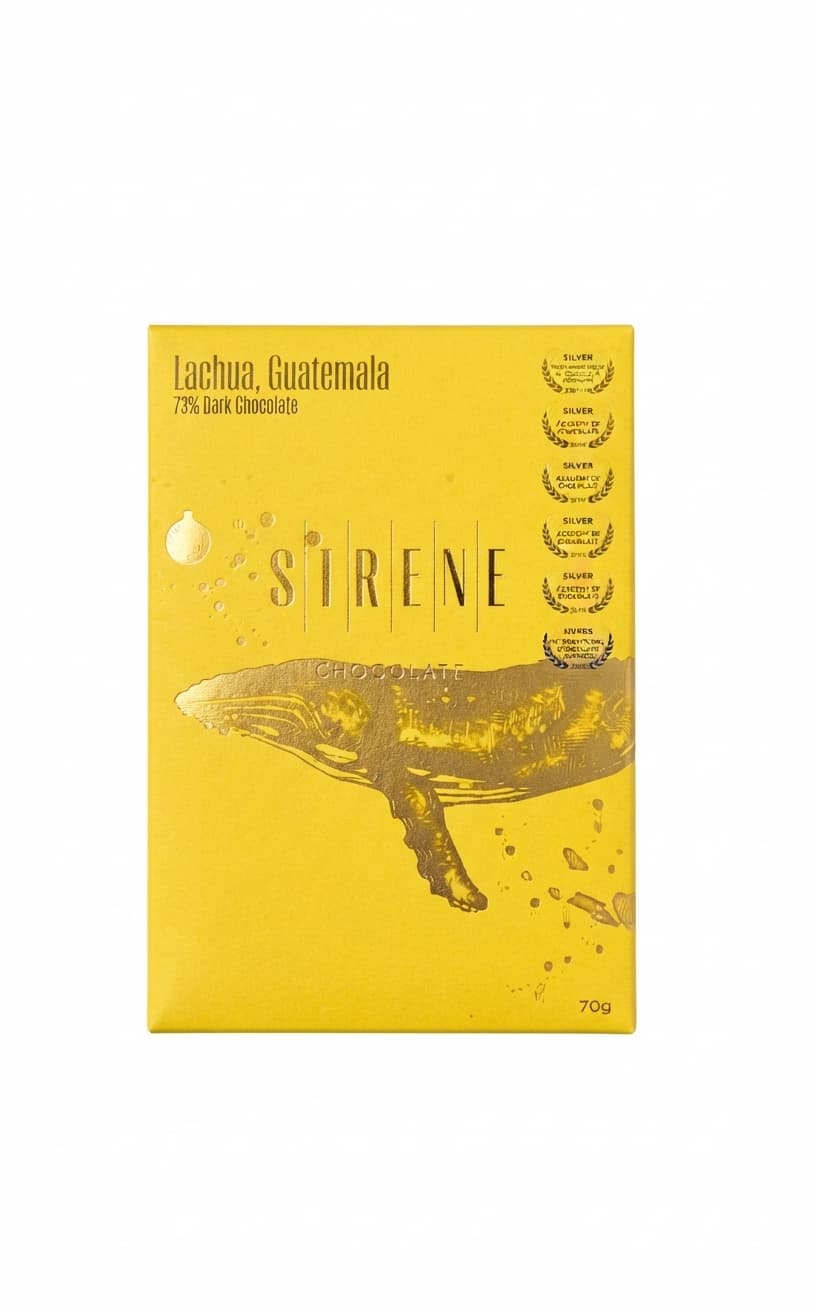 Lachua 73% 73% dark bar packaging by Sirene