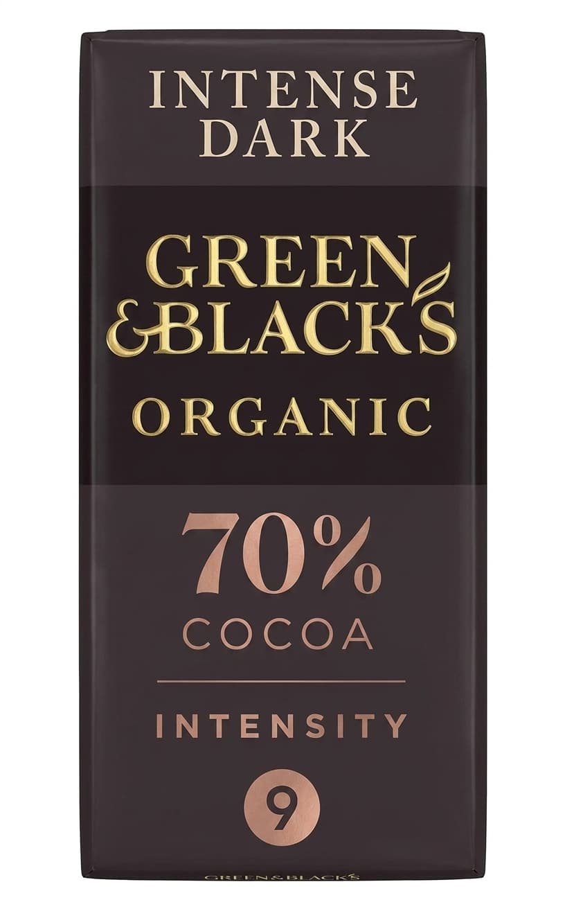 Intense Dark 70% 70% dark bar packaging by Green & Black's