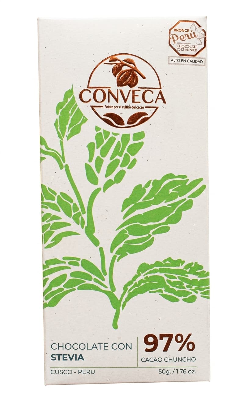 97% Cacao Chuncho 97% dark bar packaging by Conveca