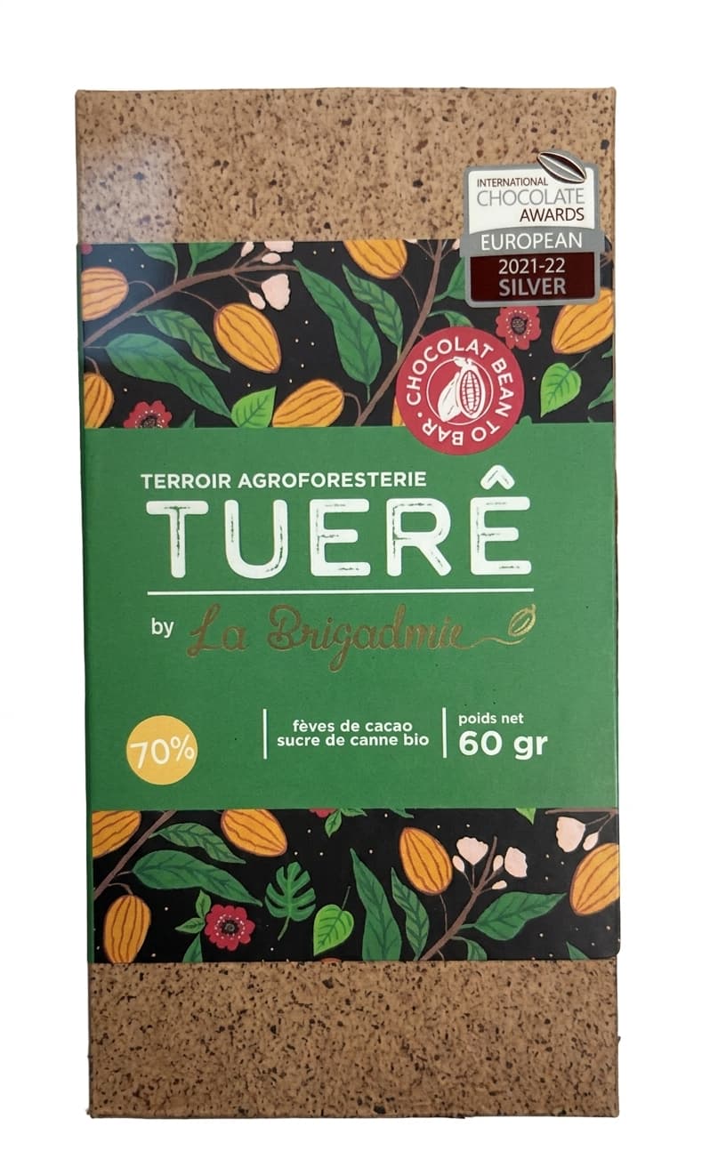 Tuerê 70% 70% dark bar packaging by La Brigaderie