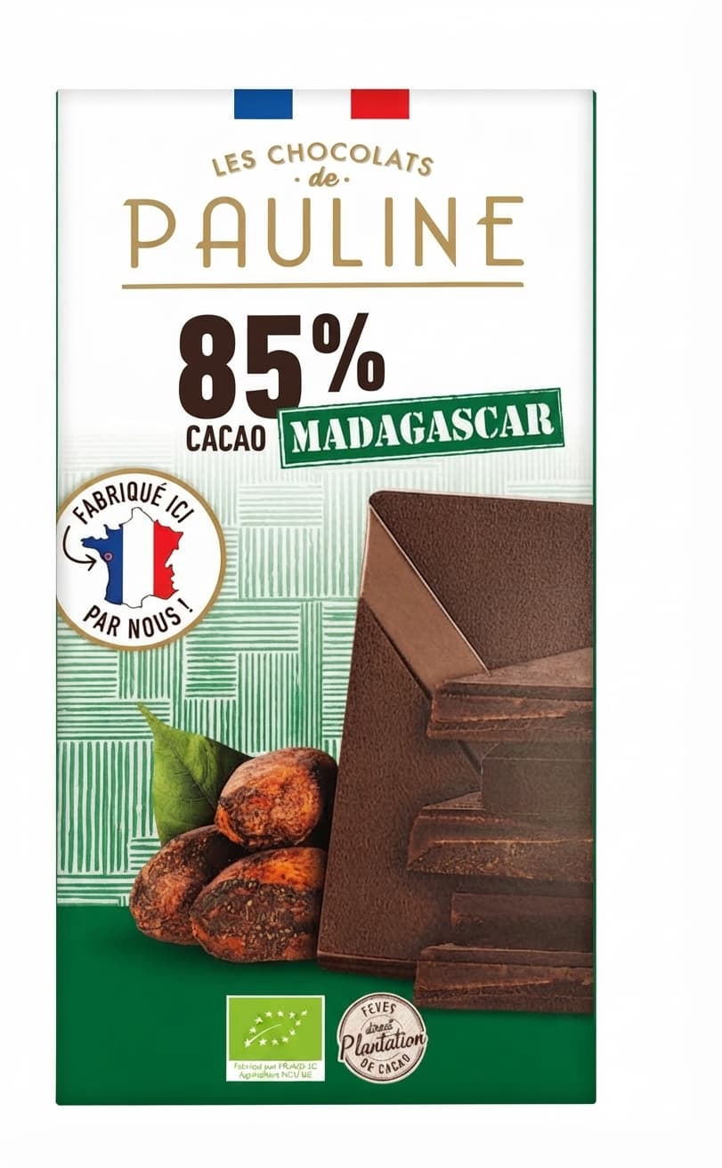Madagascar 85% 85% dark bar packaging by Les Chocolats de Pauline