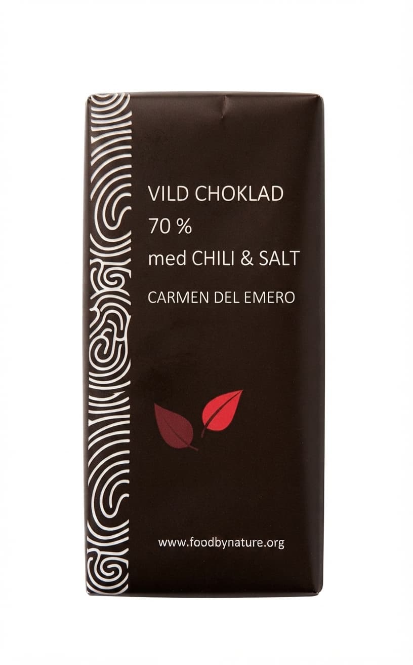 Chili & Salt 70% 70% dark bar packaging by food by nature