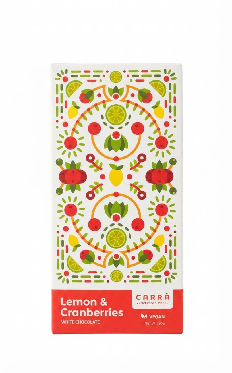 Lemon & Cranberries White null% white bar packaging by Carra